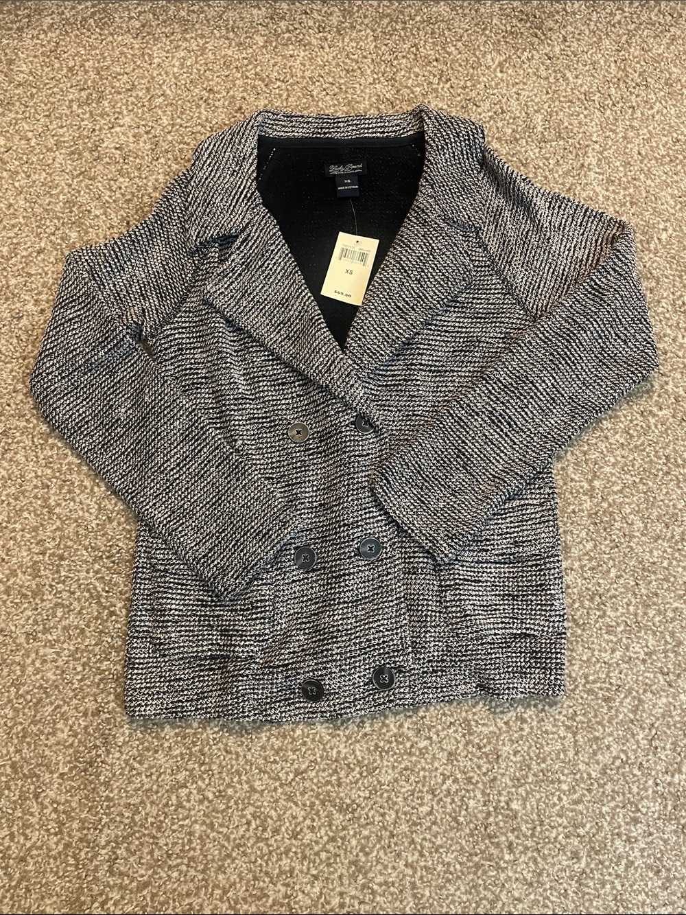 NWT Lucky Brand Double-Breasted Knit Blazer